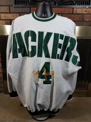 Vintage Green Bay Packers Nfl 4 Brett Favre Sweatshirt Embroidered Spellout Xl