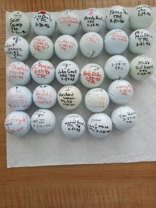 Tpc Pga 28 Golf Balls With Player Names And Tournament Dates 1996 - 2000