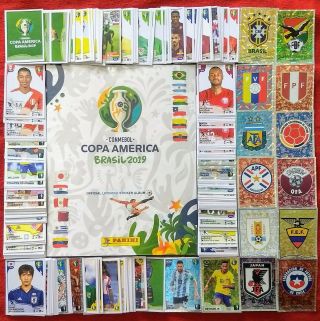 Hardcover Panini Copa America 2019 Album Complete Set Stickers