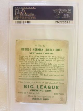 1933 Goudey Babe Ruth 53 PSA 1.  5 Fair 2