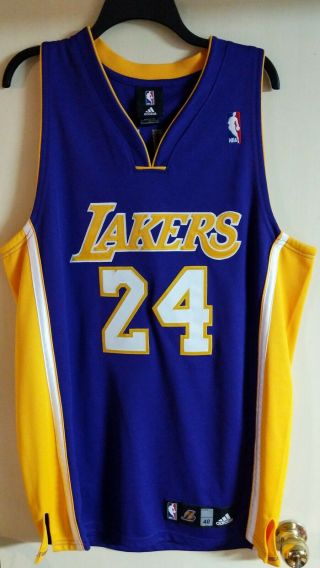 Authentic Adidas Los Angeles Lakers Kobe Bryant 24 Purple Jersey La Size 40