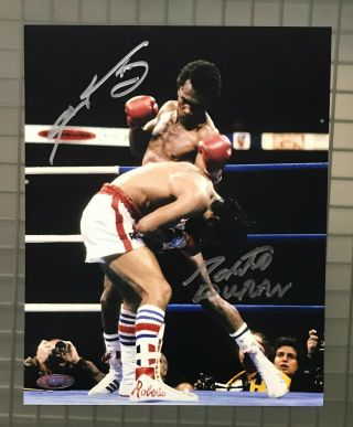 Sugar Ray Leonard & Roberto Duran Signed 8x10 Boxing Photo Auto Tristar Hologram