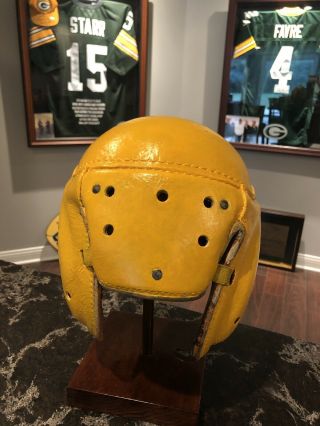 Green Bay Packers Leather Football Helmet 1930 1940 Lambeau Era Game Worn Rep 4