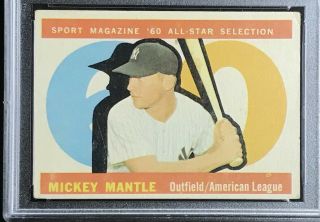 1960 Topps 563 Mickey Mantle All - Star - NY Yankees PSA 3 VG 3