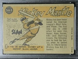 1960 Topps 563 Mickey Mantle All - Star - NY Yankees PSA 3 VG 4