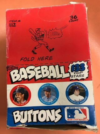 1984 Fun Foods Baseball Buttons Mlb Player Pins 18 Packs & Box