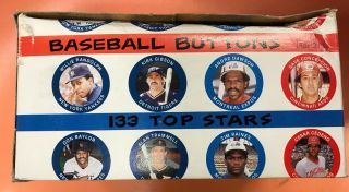1984 Fun Foods Baseball Buttons MLB Player Pins 18 Packs & Box 3