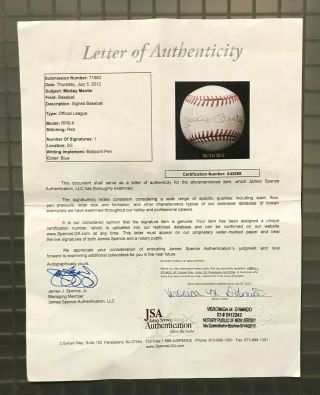 Mickey Mantle Single Signed Baseball Autographed AUTO JSA LOA NY Yankees HOF 3