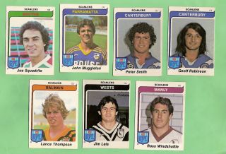 1980 Scanlens Rugby League Extra Cards 169 To 175