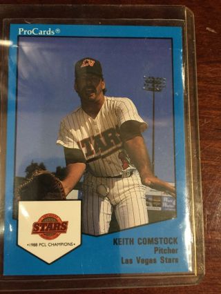 1989 ProCards Keith Comstock Las Vegas Stars 14 Baseball To Nuts Shown On ESPN 4