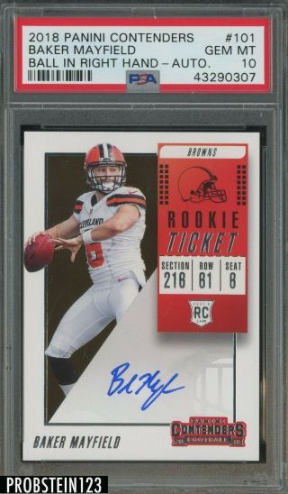 2018 Contenders Rookie Ticket Right Hand Baker Mayfield Browns Rc Auto Psa 10