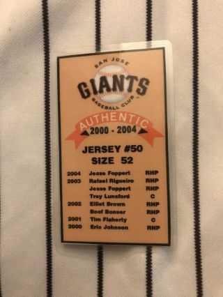 2004 SF Giants JESSE FOPPERT Game Worn Home JERSEY MiLB SIZE 52 W/TEAM C0A 4
