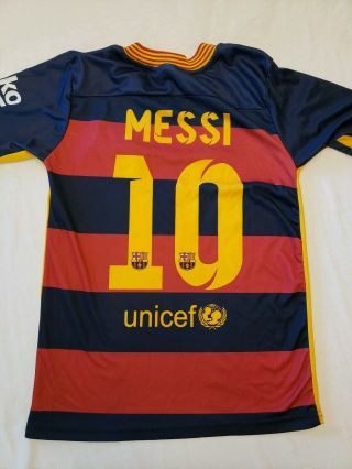 Barcelona Fc Messi 10 Jersey Size Youth Medium (10) Fcb Dri Fit Material Qatar