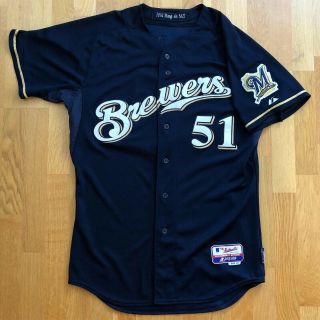 2014 Wei - Chung Wang Milwaukee Brewers Game Issued Jersey MLB Authentication 2