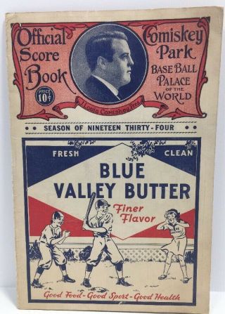 1934 Chicago White Sox / York Yankees Scorecard / Ruth Hr Gehrig Comiskey