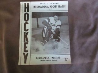 1960 Intl Hockey League Program Minneapolis Millers Vs Indianapolis Chiefs Ch