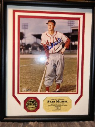 Stan Musial St.  Louis Cardinals Baseball 8 X 10 Autographed Framed Photo 151/250