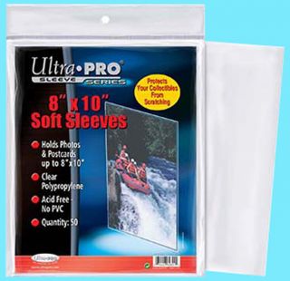 50 Ultra Pro 8 " X10 " Premium Soft Sleeves Fits Topload Photo Clear Poly No Pvc
