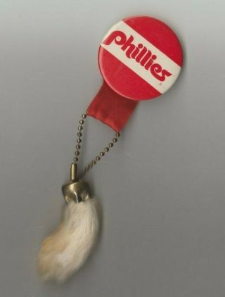 1980 Phillies Pin W/ Lucky Rabbits Foot Charm