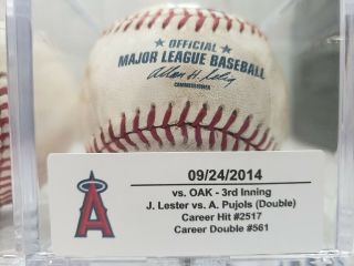 Albert Pujols Game Double 561 Hit 2517 Mlb Authenticated 9/24/14 Angels