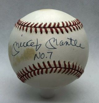 Mickey Mantle Signed Baseball Upper Deck “no.  7” York Yankees Mlb Hof