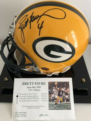Brett Favre Signed Autograph Green Bay Packers Bowl Xxxi Full Size Helmet