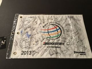 TIGER WOODS Signed (18 WGC Wins) 2013 WGC Bridgestone Flag,  His Last WGC Victory 9
