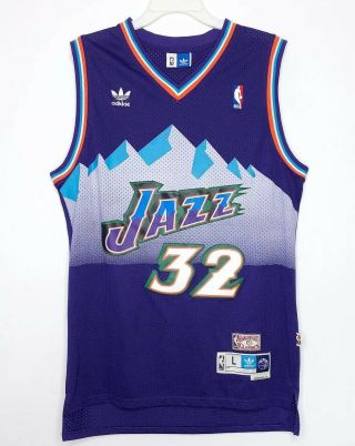 Retro Utah Jazz Karl Malone 32 Purple Men’s Large Throwback Basketball Jersey
