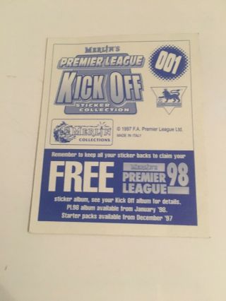 Rare Merlins Premier League 1998 Kick Off Album Complete Loose Set Of Stickers 5