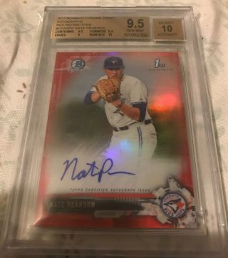 Nate Pearson 2017 Bowman Chrome Red Refractor Autograph 4/5 Bgs 9.  5 Auto 10