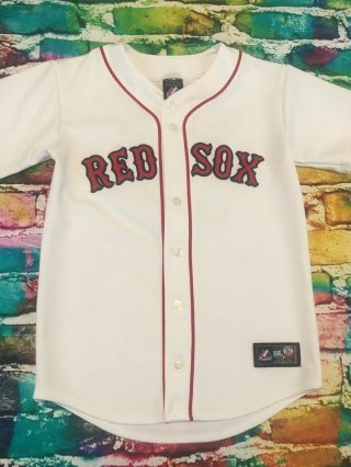 Boston Red Sox Dustin Pedroia 15 Majestic White Mlb Jersey Youth Large Women Sm