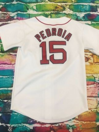 Boston Red Sox Dustin Pedroia 15 Majestic White MLB Jersey Youth Large Women SM 2