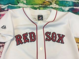 Boston Red Sox Dustin Pedroia 15 Majestic White MLB Jersey Youth Large Women SM 3