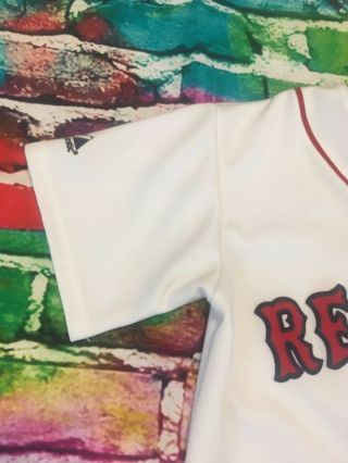 Boston Red Sox Dustin Pedroia 15 Majestic White MLB Jersey Youth Large Women SM 5