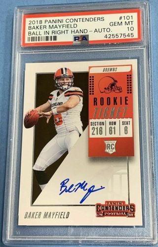 Baker Mayfield 2018 Panini Contenders Rookie Ticket Auto Psa 10 Gem Hot Rc