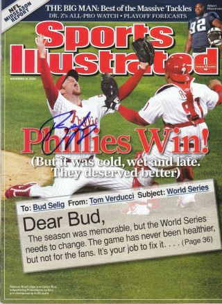 Brad Lidge Signed Si Sports Illustrated Phillies World Series Astros 11 - 10 - 2008