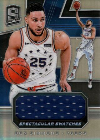 Ben Simmons 2018 - 19 Panini Spectra Silver Spectacular Swatches Jersey 82/99