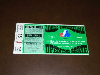 1969 1st First Game Montreal Expos Jarry Park Baseball Ticket Stub