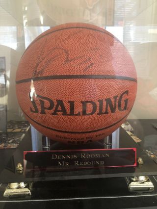 Autographed Michael Jordan Picture,  Game Bulls Chair,  & Rodman Signed Ball 5