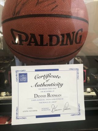 Autographed Michael Jordan Picture,  Game Bulls Chair,  & Rodman Signed Ball 6