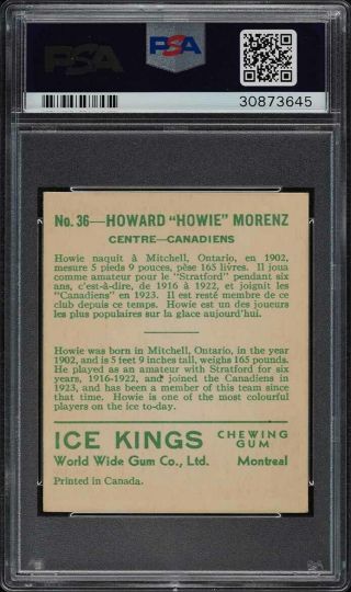 1933 World Wide Gum Ice Kings Howie Morenz 36 PSA 8 NM - MT (PWCC) 2