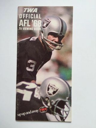 Twa Official Afl ‘68 Tv Viewing Guide American Football League Rare