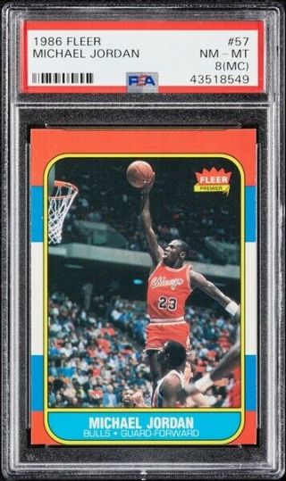 Michael Jordan 1986 - 1987 Fleer Basketball Rookie Card Rc 57 Psa 8 (mc) Nm - Mt