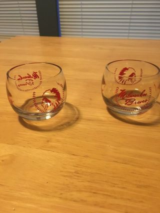 Milwaukee Braves Squaw Glasses.  Set Of Two
