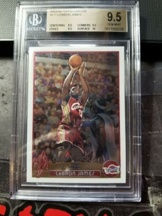 2003 Topps Chrome Lebron James Rookie Rc Bgs True 9.  5 Gem With 10 Surface