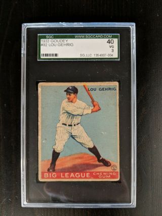 1933 Goudey LOU GEHRIG 92 SGC 40 (3) (Priced for Quick) 2