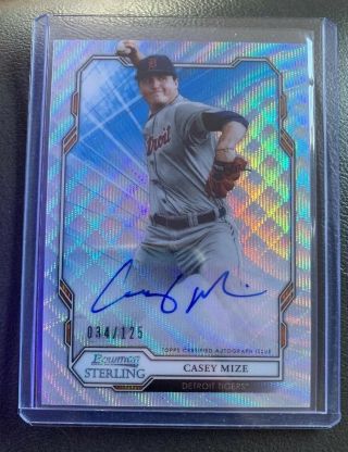 2019 Bowman Sterling Casey Mize Wave Auto Refractor /125 Tigers