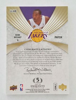 Kobe Bryant 07/08 Exquisite Limited Logos Patch Auto 50 2