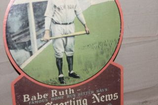 SCARCE 1920s BABE RUTH THE SPORTING NEWS HERE DISPLAY SIGN BASEBALL 4