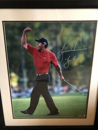 Tiger Woods Autographed “tiger Roar” Upper Deck Framed 16x20 (number 6/100)